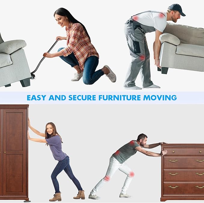 Furniture Lifter Tool + 8-Pack of 3.5" Sliders, Save 80% Effort, Safely and - Image 2