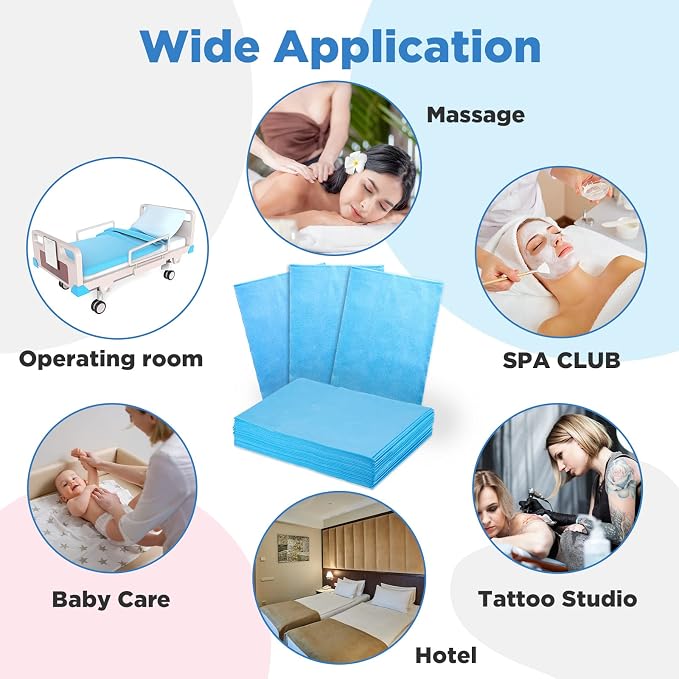 Tegeme 150 Pieces Disposable Massage Table Sheets 31" x 70" Waterproof Bed - Image 4