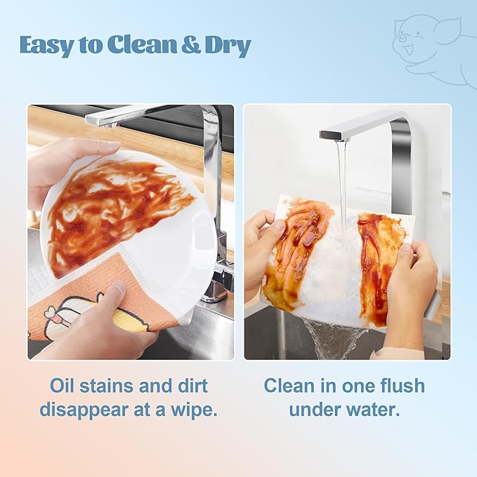 JOYMOOP Cartoon Cellulose Cleaning Cloth, Reusable Absorbent Dish Towels - Image 7