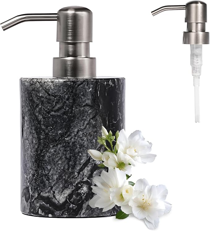 Marble Soap Dispenser with Stainless Steel Pump, 6 Ounces by Amaauto