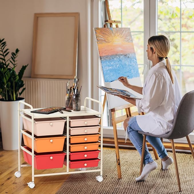 GOFLAME 9-Drawer Rolling Storage Cart, Mobile Utility Cart