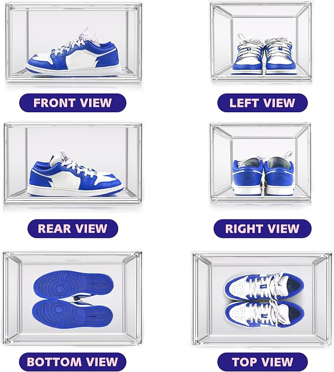 Shoe Storage 6 Pack, Acrylic Clear Shoe Storage Box Stackable Large Sneakers - Image 4