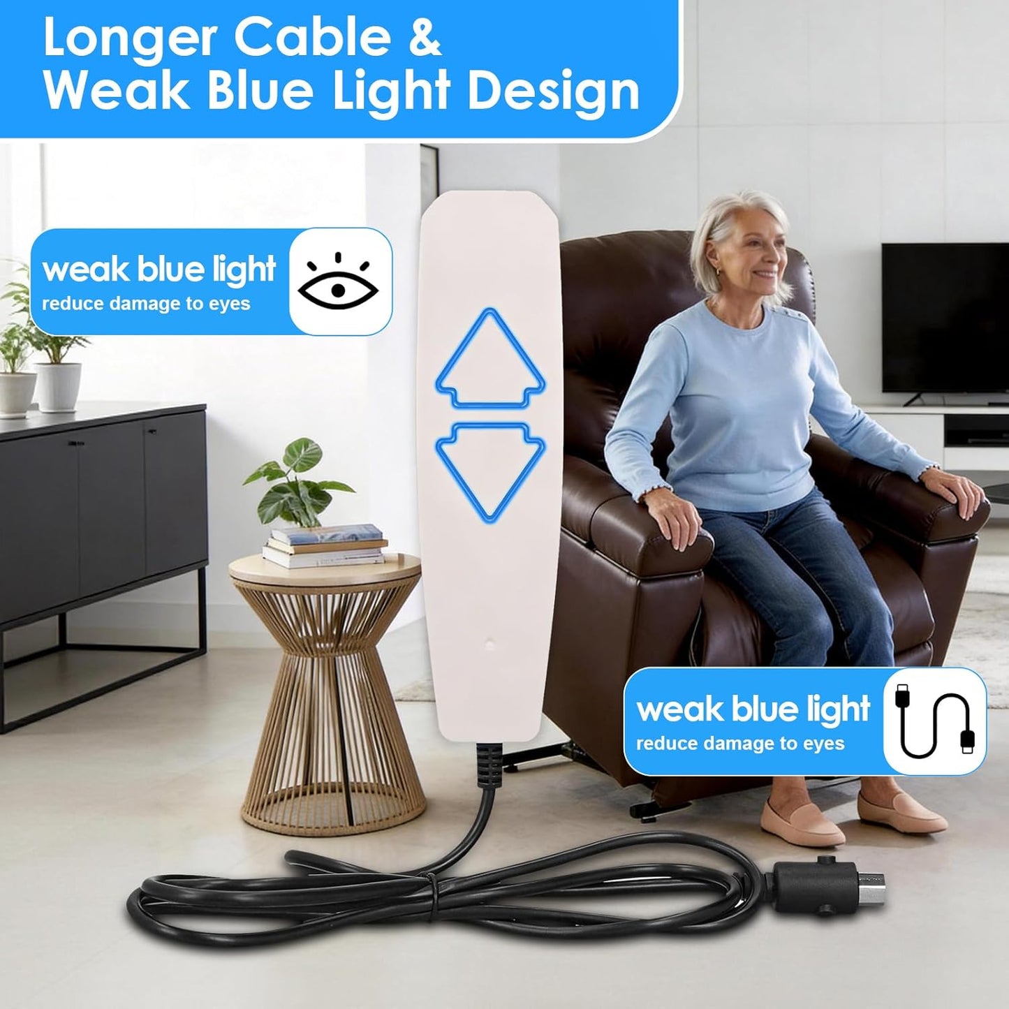 Lift Chair Remote Control Replacement, Universal 5 Pin 2 Button Electric Power Lift Recliner Chairs Hand Control Handset Remote with Backlight