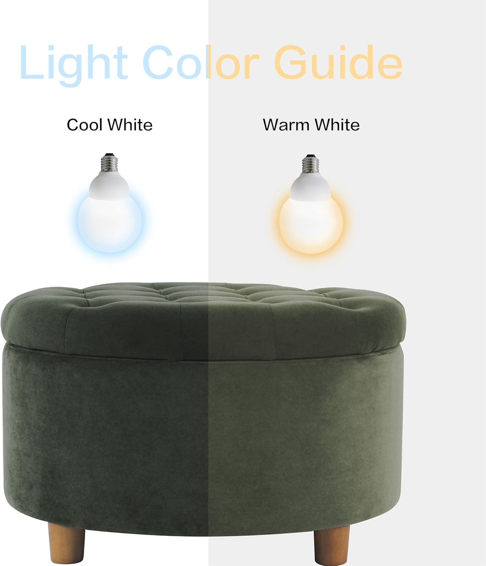 HomePop Home Decor | Large Button Tufted Velvet Round Storage Ottoman | Ottom...