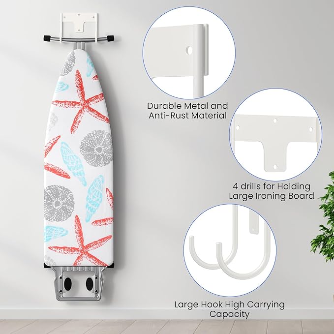 ORLESS Ironing Board Holder Wall Mount, Ironing Board Hanger, Ironing Board - Image 4