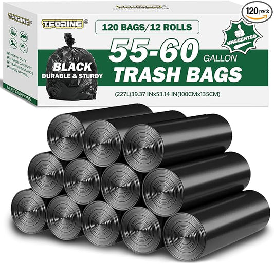 55-60 Gallon Black Trash Bags 120 Count by TFORING%C2%AE