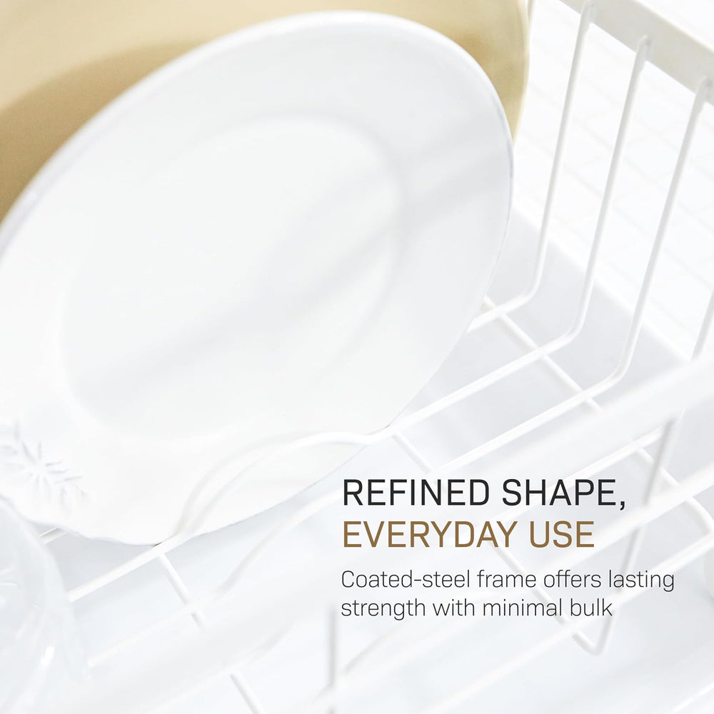 YAMAZAKI Home Dish Drying Rack – Modern White Dish Rack for Kitchen Counter w...