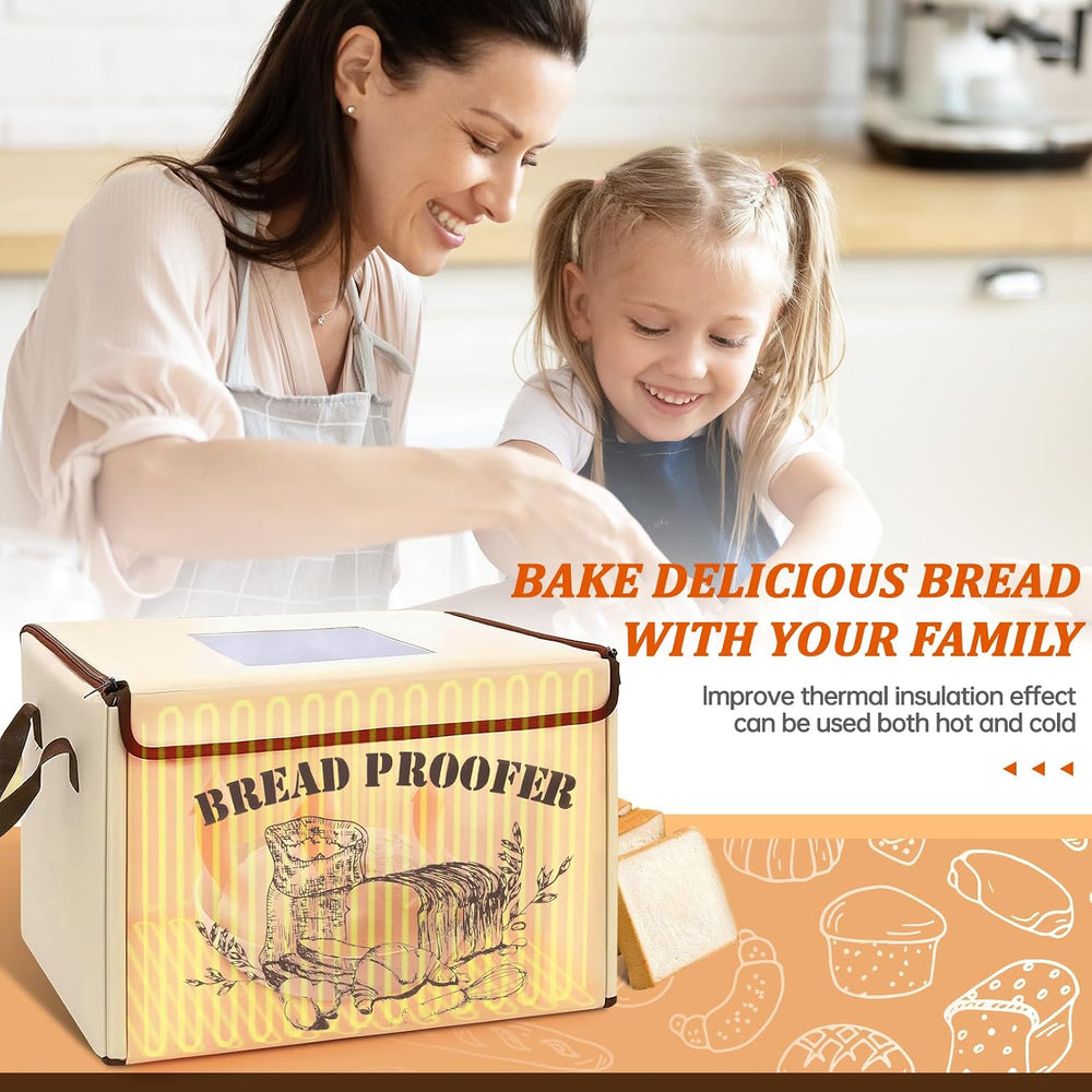 Folding Bread Proofing Box with Lid, Bread Proofer 3-Side Even Fever 50-113℉ ...