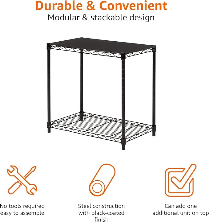 Amazon Basics 2-Shelf Stackable Storage, 13.3" D x 23.2" W x 22.2" H - Image 3
