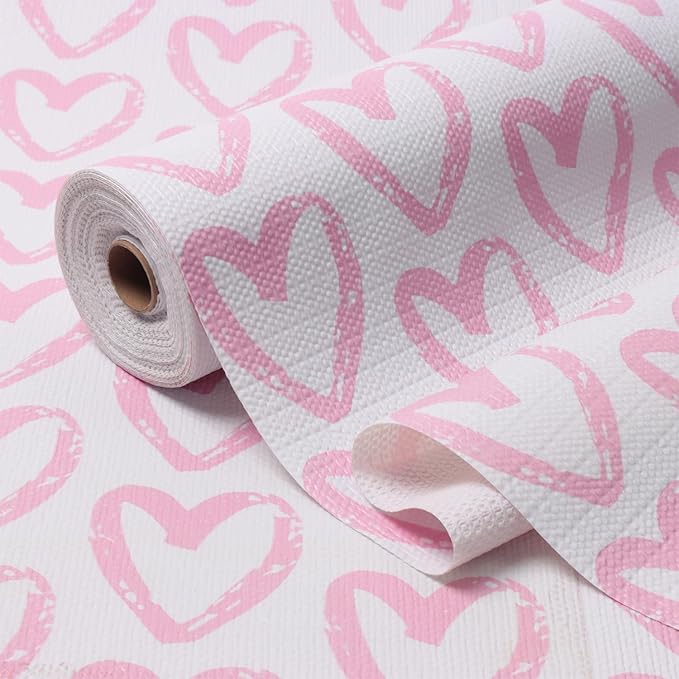 Pink Heart Shelf and Drawer Liner by Amiitay