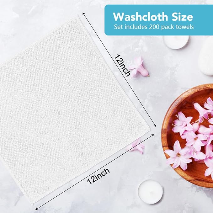 Orighty Wash Cloths Bulk Towels Set 200 Pack, Highly Absorbent and Soft Feel - Image 4