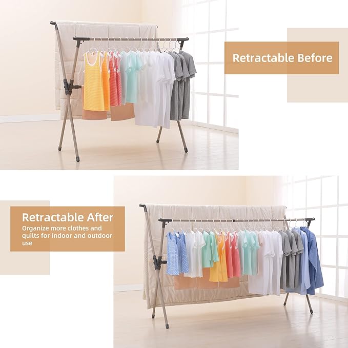 Clothes Drying Rack, Adjustable and Foldable Laundry Rack, Space Saving Hanger - Image 2