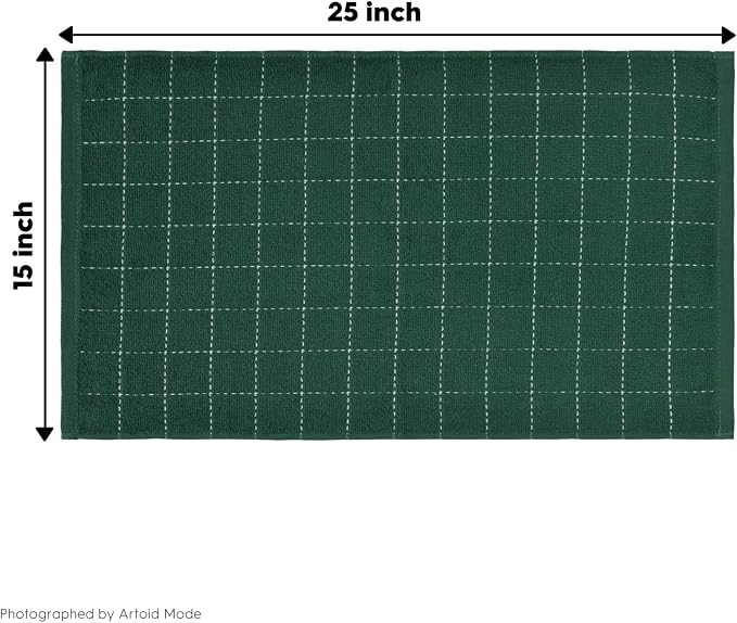 Artoid Mode Checkered Designed Cotton Green Terry Kitchen Dish Towels, 15x25 - Image 7