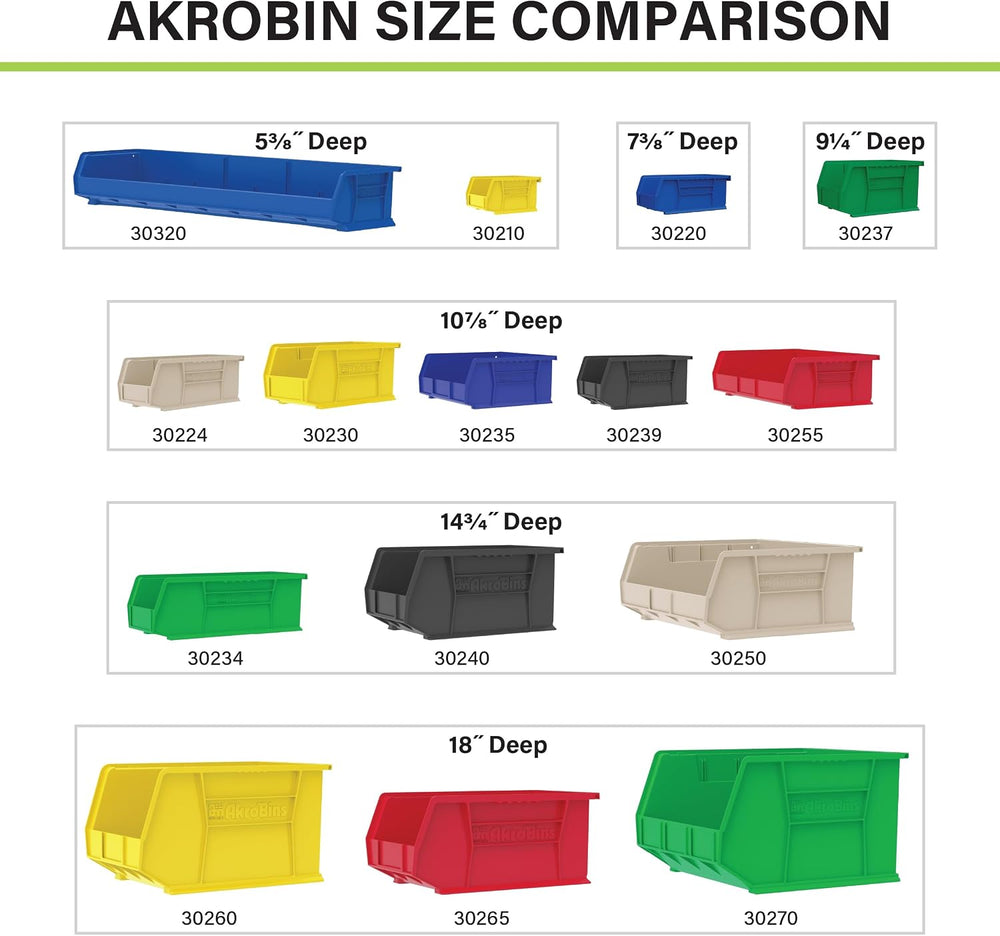 Akro-Mils 30250 AkroBins Plastic Storage Bins, 15"x16"x7", Bla...
