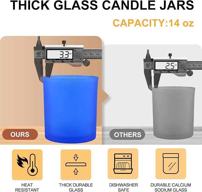 SHOWIN 14 OZ Thick Candle Jars for Making Candles 12 Pcs, 3 Wick Empty Jars - Image 2