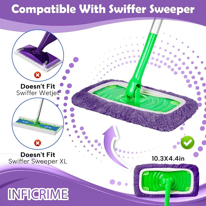 6 Pack Reusable Microfiber Mop Pads Compatible - Image 2