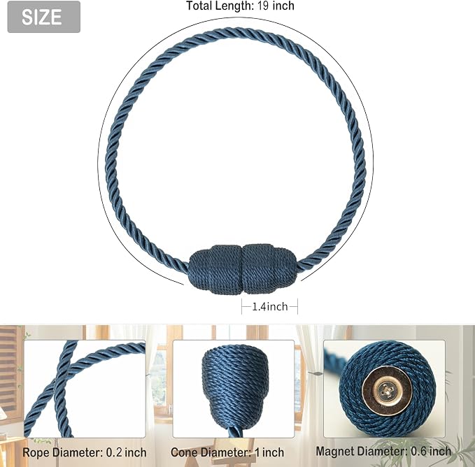 Magnetic Curtain Tiebacks Rope Curtain Tie Backs - Image 2