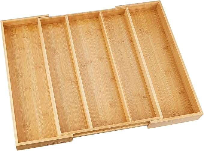 Utoplike Bamboo Expandable Kitchen Drawer Organizer, Adjustable Utensil Holder - Image 8