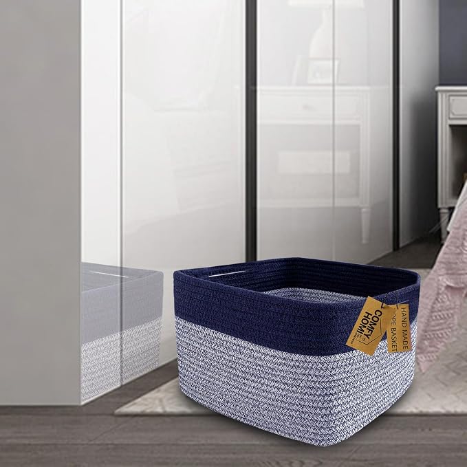 COMFY-HOMI 3PACK Rectangular Cotton Rope Basket - Image 2