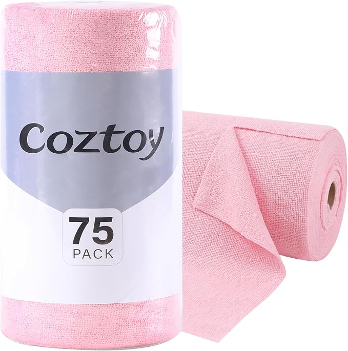 Microfiber Cloth Roll 75 Pack, Tear Away Microfiber Towels 12x12 Inch, Reusable by Unknown