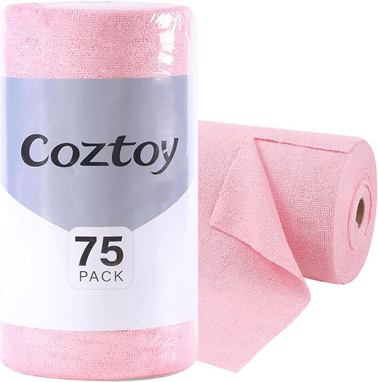 Microfiber Cloth Roll 75 Pack, Tear Away Microfiber Towels 12x12 Inch, Reusable by Unknown