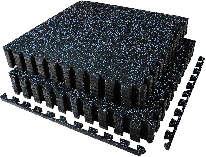 AIRHOP 0.56in Thick 48 Sq Ft Exercise Equipment Mats, 12 Tiles Upgraded Rubber by Airhop