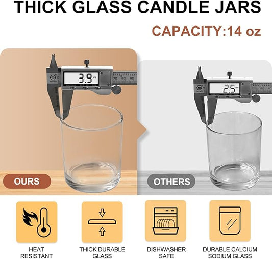 14 OZ Thick Candle Jars for Making Candles 12 Pcs, 3 Wick Empty Jars - Image 2