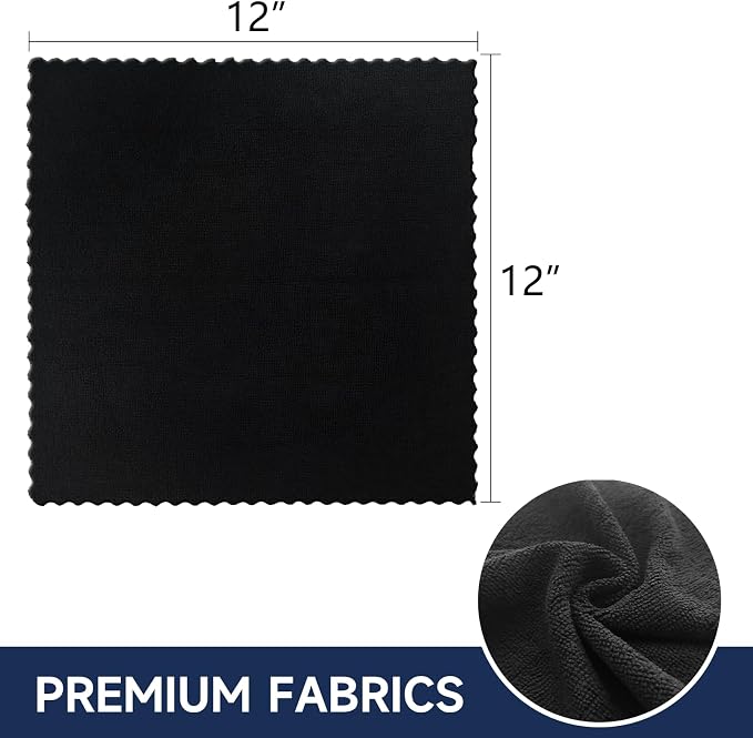 MRD's Home 12" x 12" Black Microfiber Cleaning Cloth, Lint Free, Scratch & - Image 8