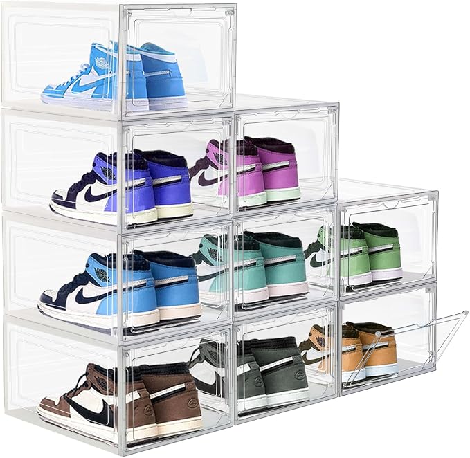 9 Pack Thicken Shoe Organizer Stackable Upgraded Sturdy Transparent Shoe by DAYOOH