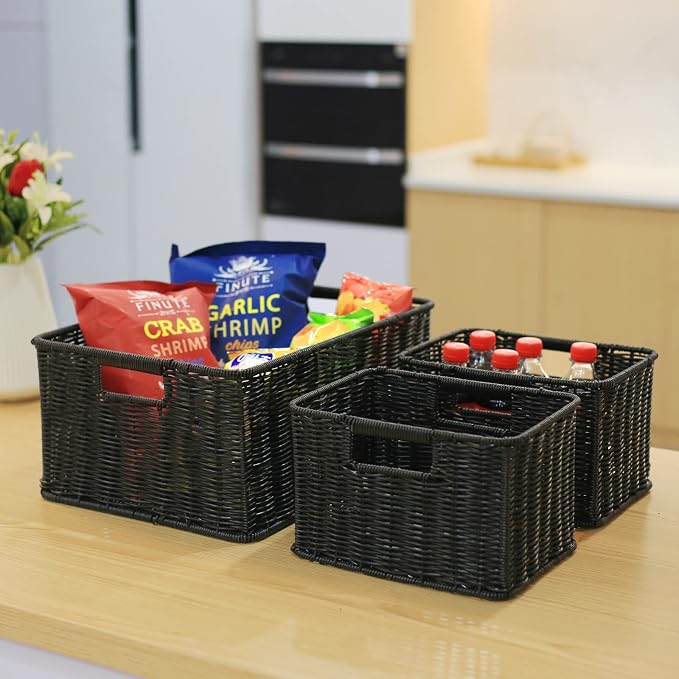 HOONEX Large Wicker Baskets for Storage, Woven Plastic - Image 2