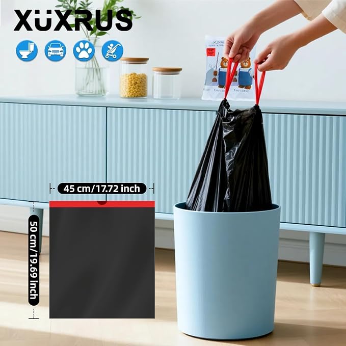 XUXRUS 2.6-3 Gallon Black Bathroom Drawstring Trash Bags - Image 7