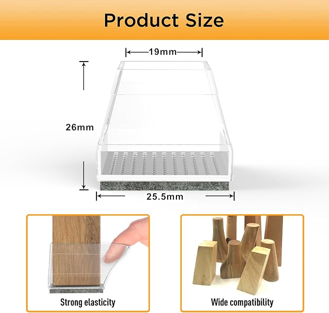 Square Chair Leg Protectors for Hardwood Floors - Image 3