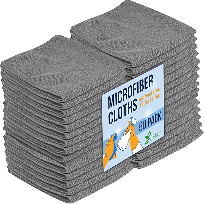 GREEN LIFESTYLE Chamois Cloth, Microfiber Cleaning Cloth 50 Pack, Borderless by GreenLifeStyle