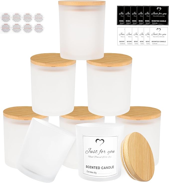 CONNOO 8 Pack 14 OZ Frosted Glass Candle Jars by CONNOO
