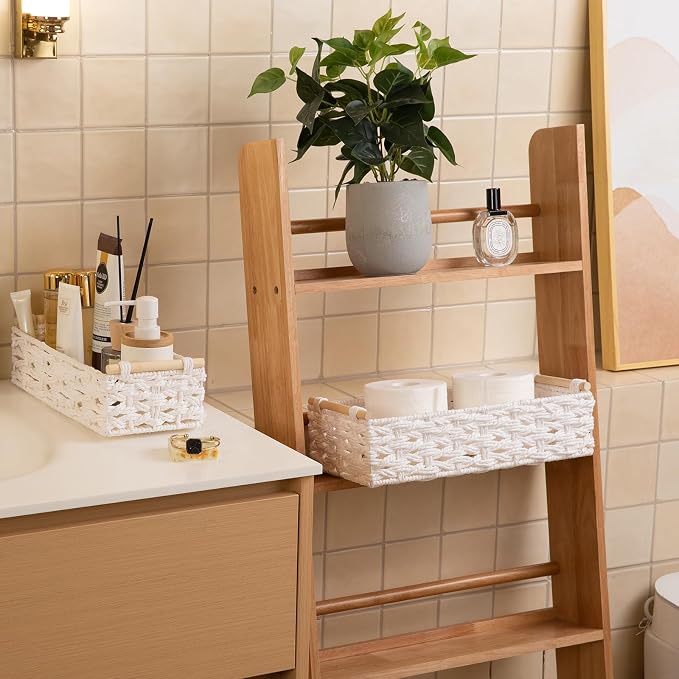 OIAHOMY Toilet Paper Baskets Handmade Paper Rope Decorative Wicker Storage Tank - Image 2