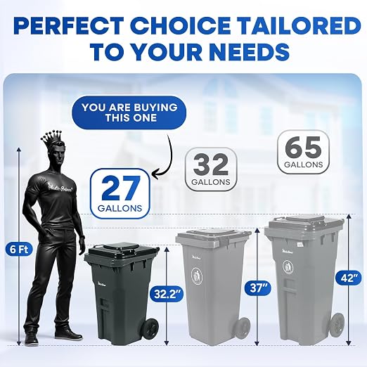 27 Gallon Trash Can with Wheels Plastic Rollout Outdoor Trash Can with Lid - Image 7