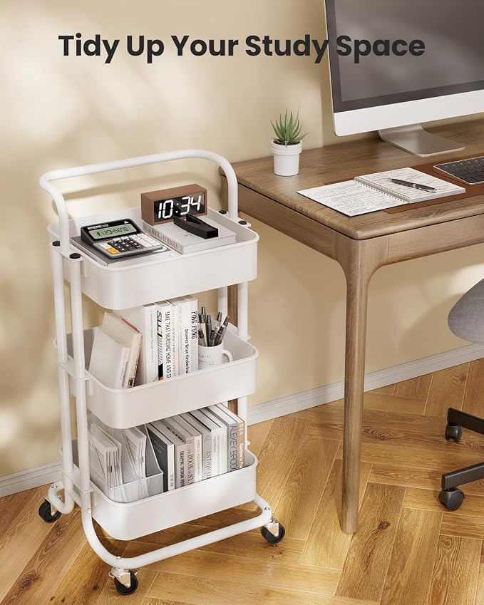 Pipishell 3 Tier Mesh Utility Cart, Rolling Metal Organization Cart - Image 5