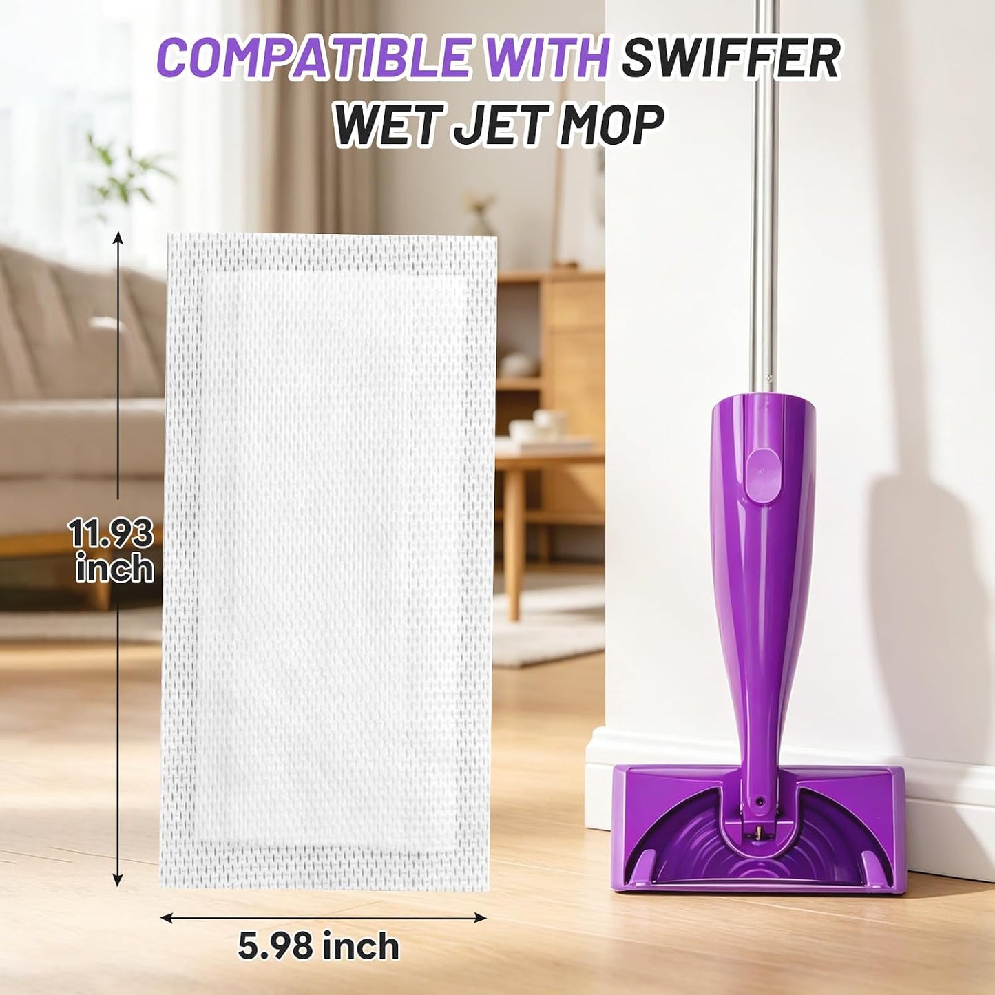 Spray Mop Pad Refill Compatible with Swiffer WetJet Multi Surface Cleaner, Disposable Multi-Layers Mopping Pads for All Hard Surface, Especially Hardwood Floor, High Thickness & High Absorbent, 60 pcs