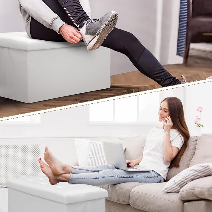 Athena Collection 30" Storage Ottoman Bench Folding Bench - Image 7