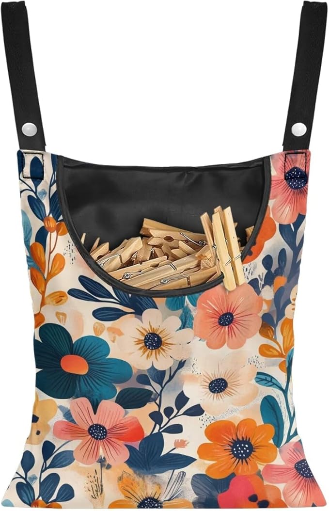 Colorful Gorgeous Flowers Rotatable Clothespin Storage Bag by CREAMIC