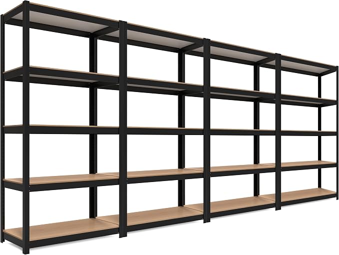 HOMEDANT House Black 5-Tier Laminated Metal Shelving Unit Adjustable Storage by TheBestOrganizingSolution