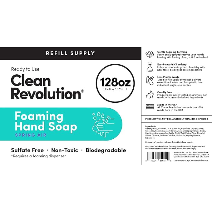 Clean Revolution Foaming Hand Soap Refill Supply Container, Ready to Use Formula - Image 10