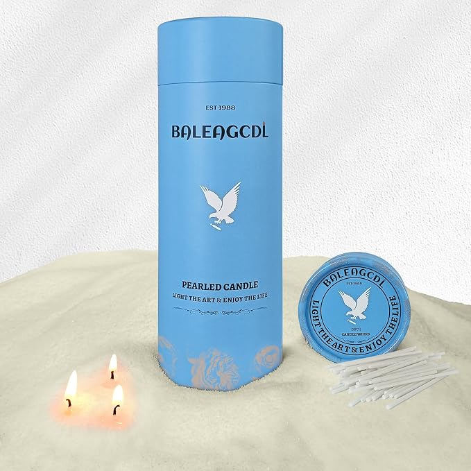 Unscented Light Green Pearled Candle 18oz Luxury Sand Candle Granulated Wax by ZECHKAVAA