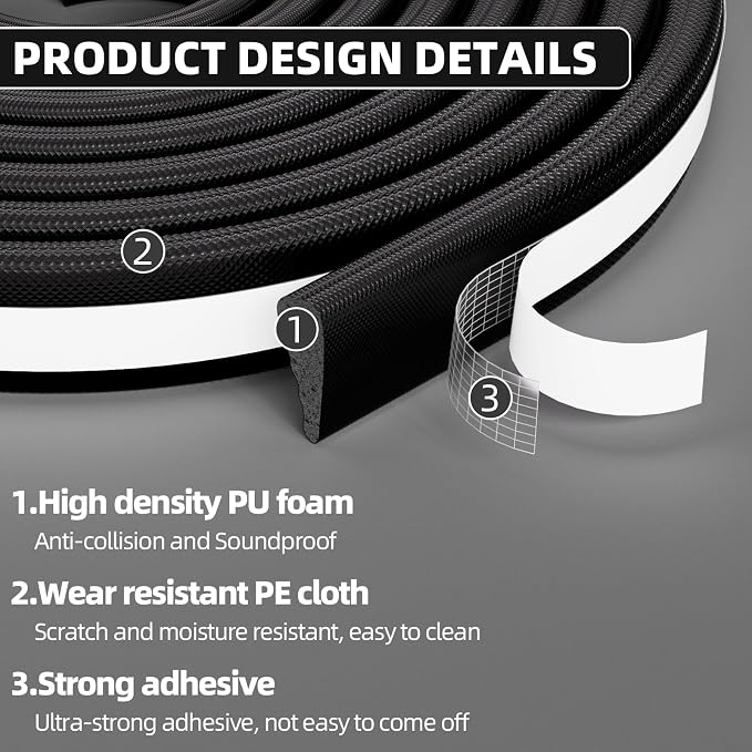 3Pcs×196" Wedge Weather Stripping Door Seal Strip - Image 3