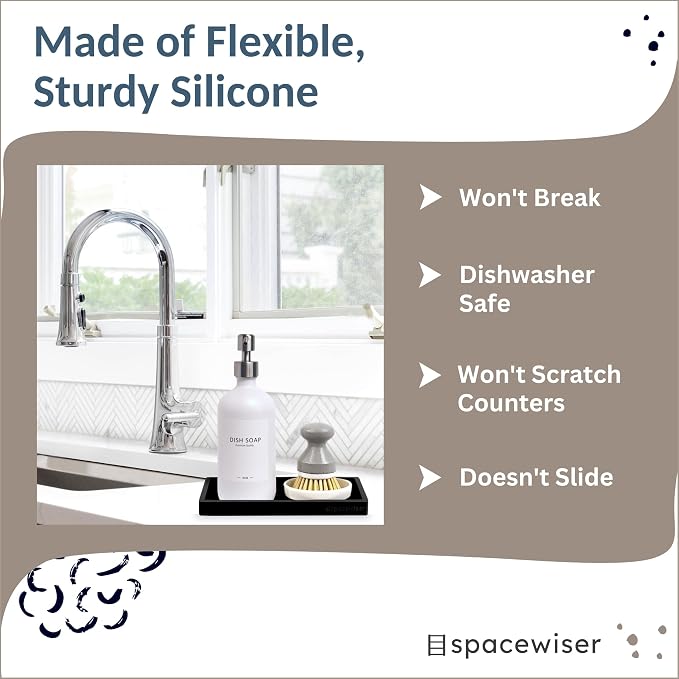 Countertop and Vanity Tray – Small 7.7” Silicone Tray, Soap Dispenser Trays - Image 4
