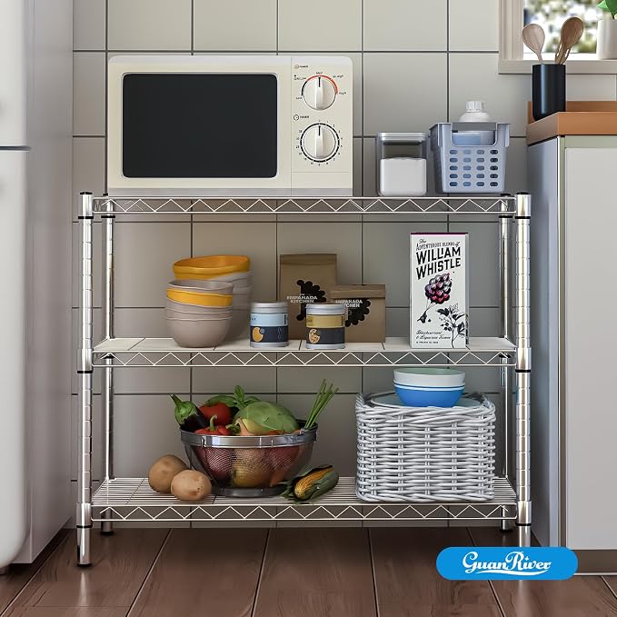 3-Shelf Adjustable Metal Shelf Wire Shelving Storage Rack - Image 7