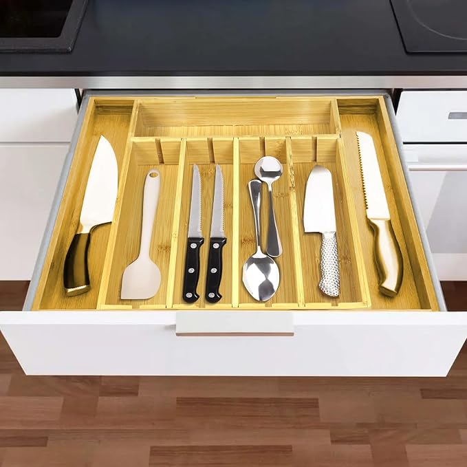 Kitchen Bamboo Silverware Drawer Organizer - Image 2