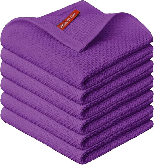 Artoid Mode 100% Cotton Purple Waffle Weave Kitchen Dish Cloths, 12x12 Inch by ArtoidMode