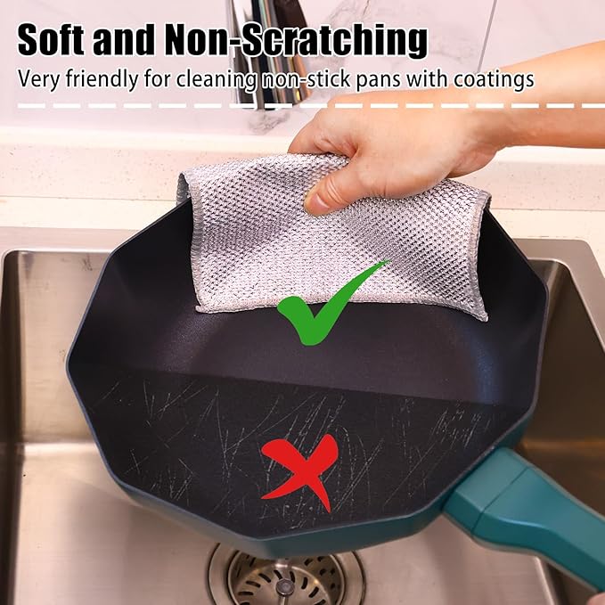 Navona 12 Pcs New Upgrade Steel Wire Dishcloth, Triple-Layer Steel Wire - Image 4