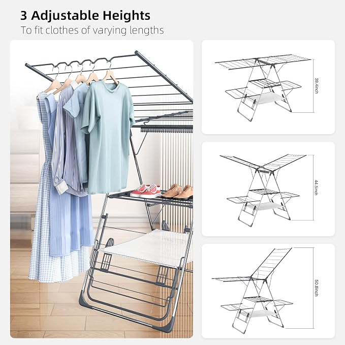 Clothes Drying Rack, Foldable 2-Level Laundry Racks - Image 2